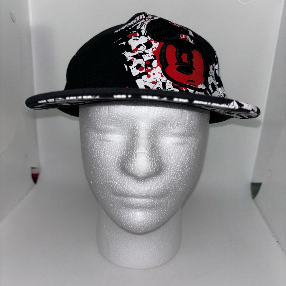 Disney Park Angry Micky Mouse Baseball Cap-Black&Red Youth Fitted Size 54-57 Cm